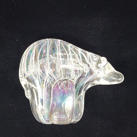 Arte Vargas Northern Lights Glass Bear Paperweight Art Controlled Bubbles Rainbo - Picture 3 of 10